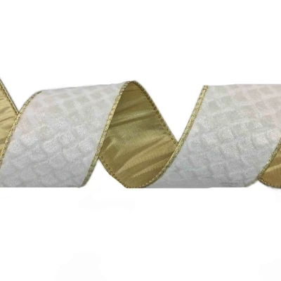 Stuha organzová s drátkem bílá geometrie 9.1 m