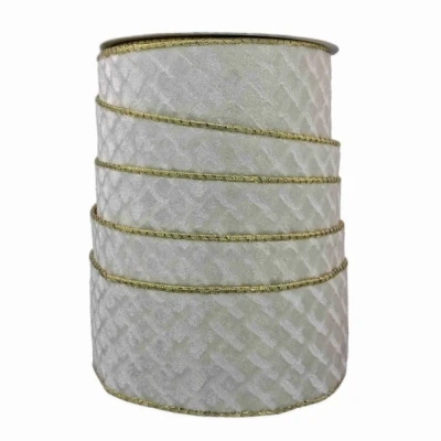 Stuha organzová s drátkem bílá geometrie 9.1 m