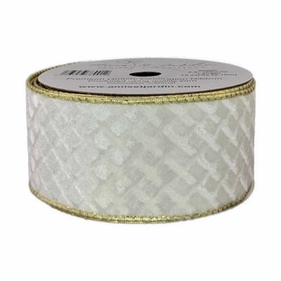 Stuha organzová s drátkem bílá geometrie 9.1 m