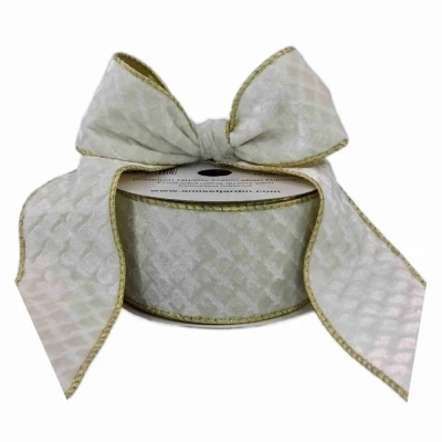 Stuha organzová s drátkem bílá geometrie 9.1 m