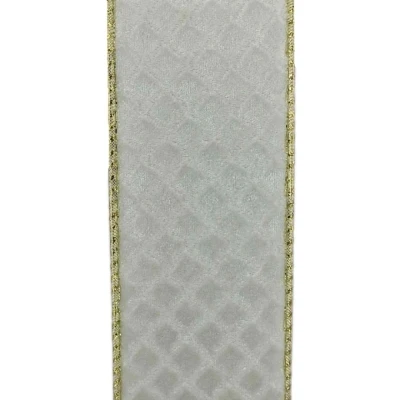 Stuha organzová s drátkem bílá geometrie 9.1 m