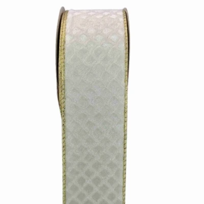 Stuha organzová s drátkem bílá geometrie 9.1 m
