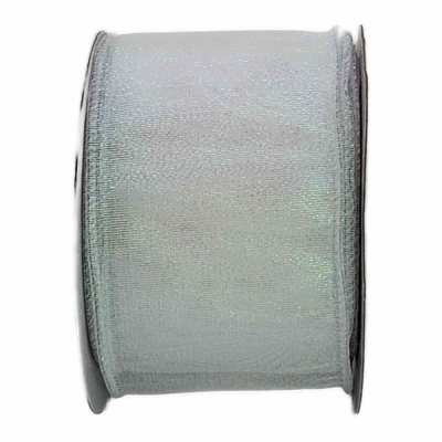 Stuha organzová s drátkem bílá vánoční 9.1 m