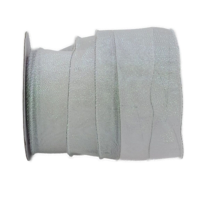 Stuha organzová s drátkem bílá vánoční 9.1 m