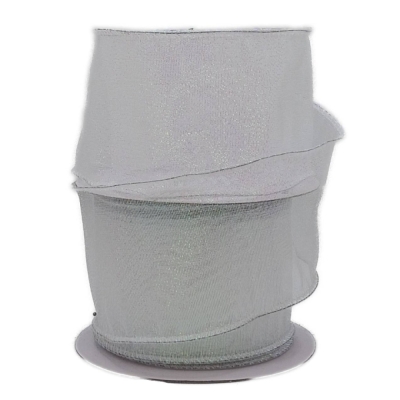 Stuha organzová s drátkem bílá vánoční 9.1 m