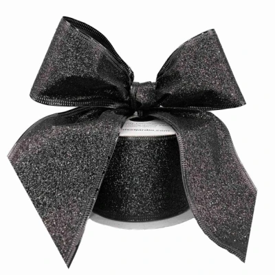 Stuha organzová s drátkem černá tečky 9.1 m