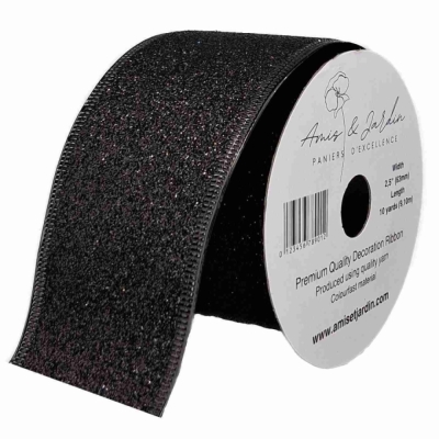 Stuha organzová s drátkem černá tečky 9.1 m