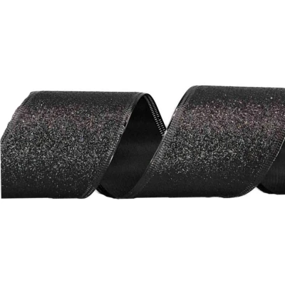 Stuha organzová s drátkem černá tečky 9.1 m