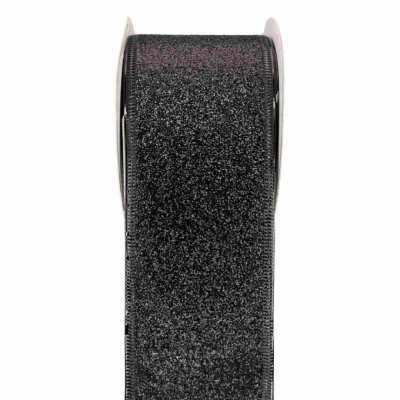 Stuha organzová s drátkem černá tečky 9.1 m