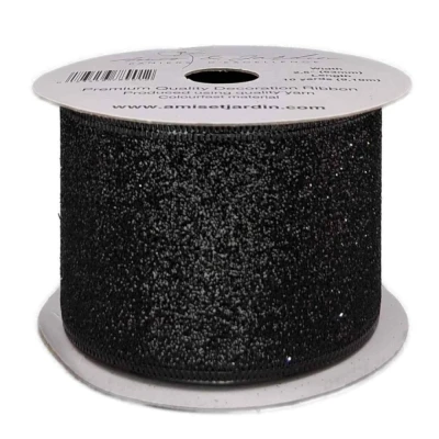 Stuha organzová s drátkem černá tečky 9.1 m