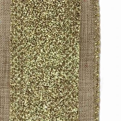 Stuha organzová s drátkem hnědá vánoční pruhy 9.1 m