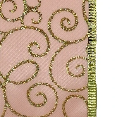 Stuha organzová s drátkem růžová vánoční ornamenty 9.1 m