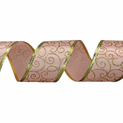 Stuha organzová s drátkem růžová vánoční ornamenty 9.1 m