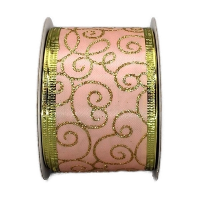 Stuha organzová s drátkem růžová vánoční ornamenty 9.1 m