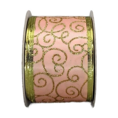 Stuha organzová s drátkem růžová vánoční ornamenty 9.1 m