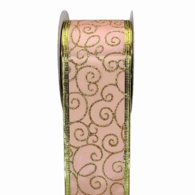 Stuha organzová s drátkem růžová vánoční ornamenty 9.1 m