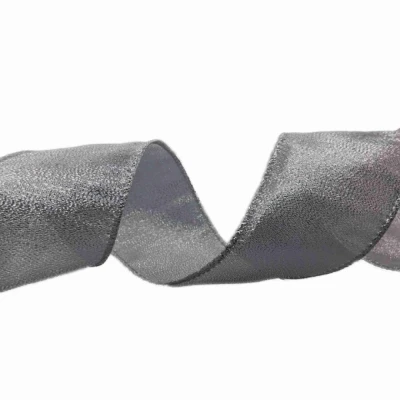 Stuha organzová s drátkem stříbrná vánoční 9.1 m