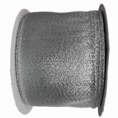 Stuha organzová s drátkem stříbrná vánoční 9.1 m