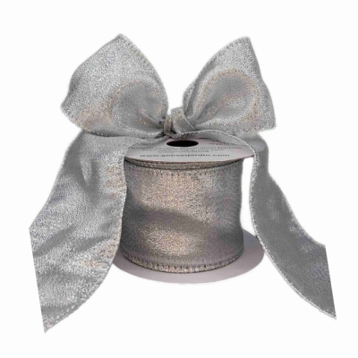 Stuha organzová s drátkem stříbrná vánoční 9.1 m