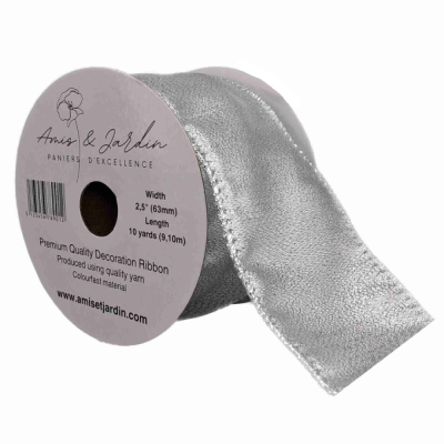 Stuha organzová s drátkem stříbrná vánoční 9.1 m