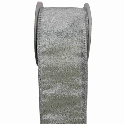 Stuha organzová s drátkem stříbrná vánoční 9.1 m
