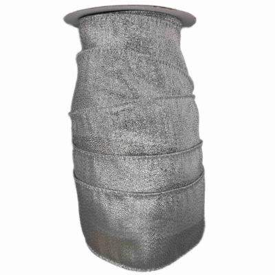 Stuha organzová s drátkem stříbrná vánoční 9.1 m