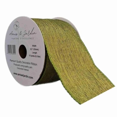 Stuha organzová s drátkem zelená vánoční 9.1 m