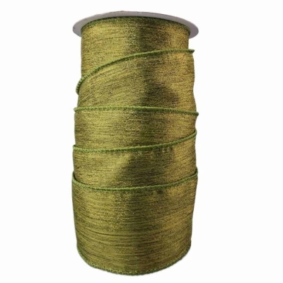 Stuha organzová s drátkem zelená vánoční 9.1 m
