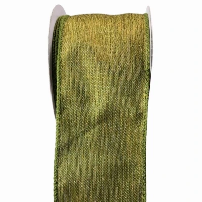 Stuha organzová s drátkem zelená vánoční 9.1 m