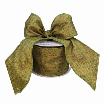 Stuha organzová s drátkem zelená vánoční 9.1 m