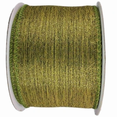 Stuha organzová s drátkem zelená vánoční 9.1 m