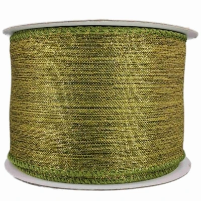 Stuha organzová s drátkem zelená vánoční 9.1 m