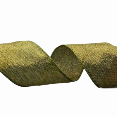 Stuha organzová s drátkem zelená vánoční 9.1 m