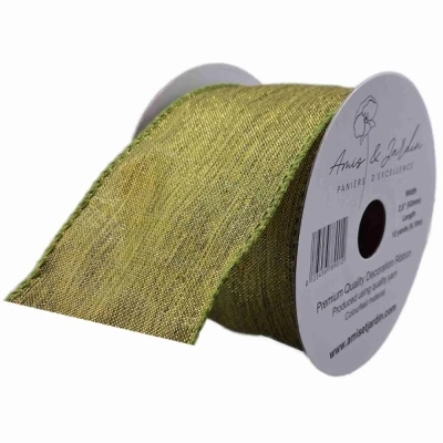 Stuha organzová s drátkem zelená vánoční 9.1 m