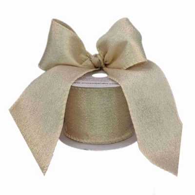 Stuha organzová s drátkem zlatá vánoční 9.1 m