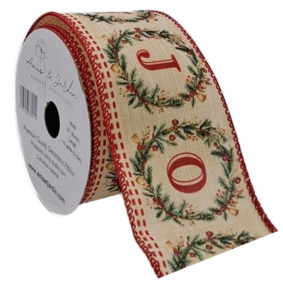 Stuha organzová s drátkem zlatá vánoční geometrie 9.1 m