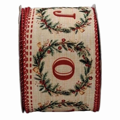 Stuha organzová s drátkem zlatá vánoční geometrie 9.1 m