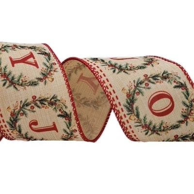 Stuha organzová s drátkem zlatá vánoční geometrie 9.1 m