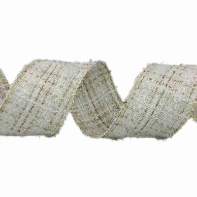 Stuha pletená s drátkem bílá bez potisku 9.1 m