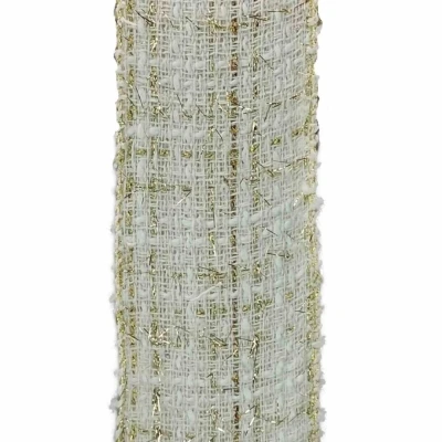 Stuha pletená s drátkem bílá bez potisku 9.1 m