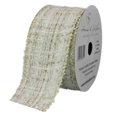 Stuha pletená s drátkem bílá bez potisku 9.1 m