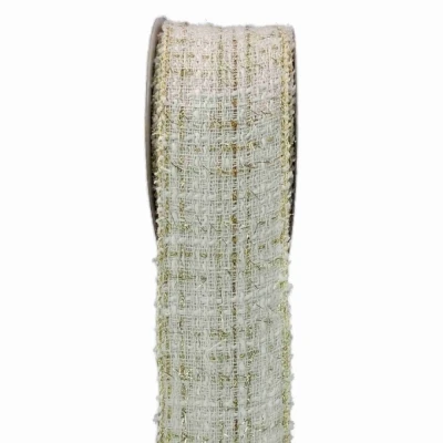 Stuha pletená s drátkem bílá bez potisku 9.1 m