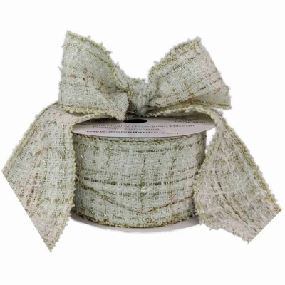 Stuha pletená s drátkem bílá bez potisku 9.1 m