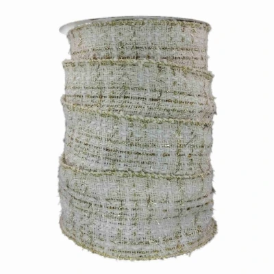 Stuha pletená s drátkem bílá bez potisku 9.1 m