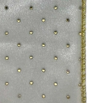 Stuha sametová s drátkem bílá vánoční puntíky 9.1 m