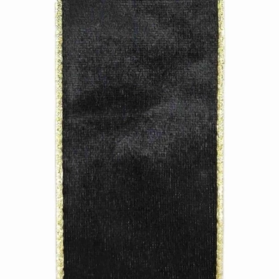 Stuha sametová s drátkem černá 9.1 m