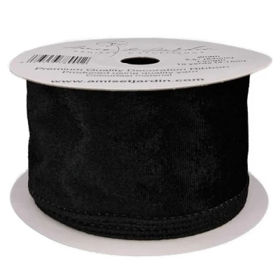 Stuha sametová s drátkem černá 9.1 m
