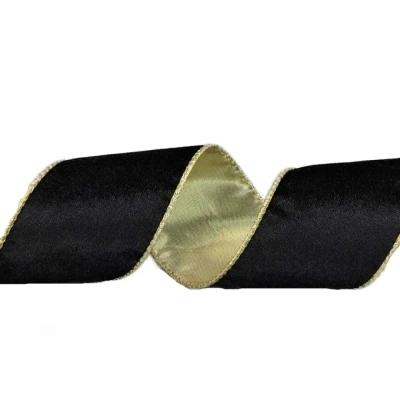 Stuha sametová s drátkem černá 9.1 m