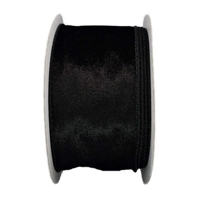 Stuha sametová s drátkem černá 9.1 m