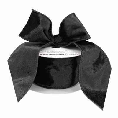 Stuha sametová s drátkem černá 9.1 m